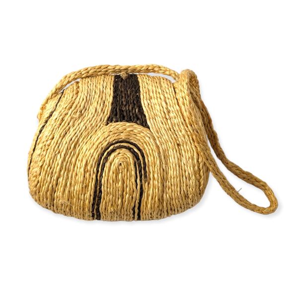 Woven Straw Two-Tone Bohemian Shoulder Bag - Picture 2 of 4